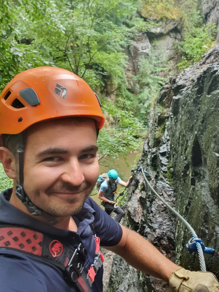 Jouke Gaastra with climbing helmet Fia Veratta