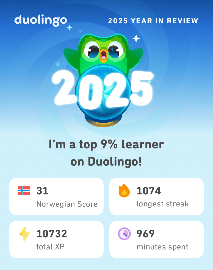 My Duolingo 2025 Rewind: Three Years, 16 Hours, and Some More Strange Sentences